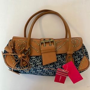 BCBG Leather/Denim Logo Purse